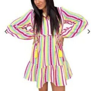 SLV Sur La Vague Jovie Anywhere Multicolor Long Sleeve Mini Dress